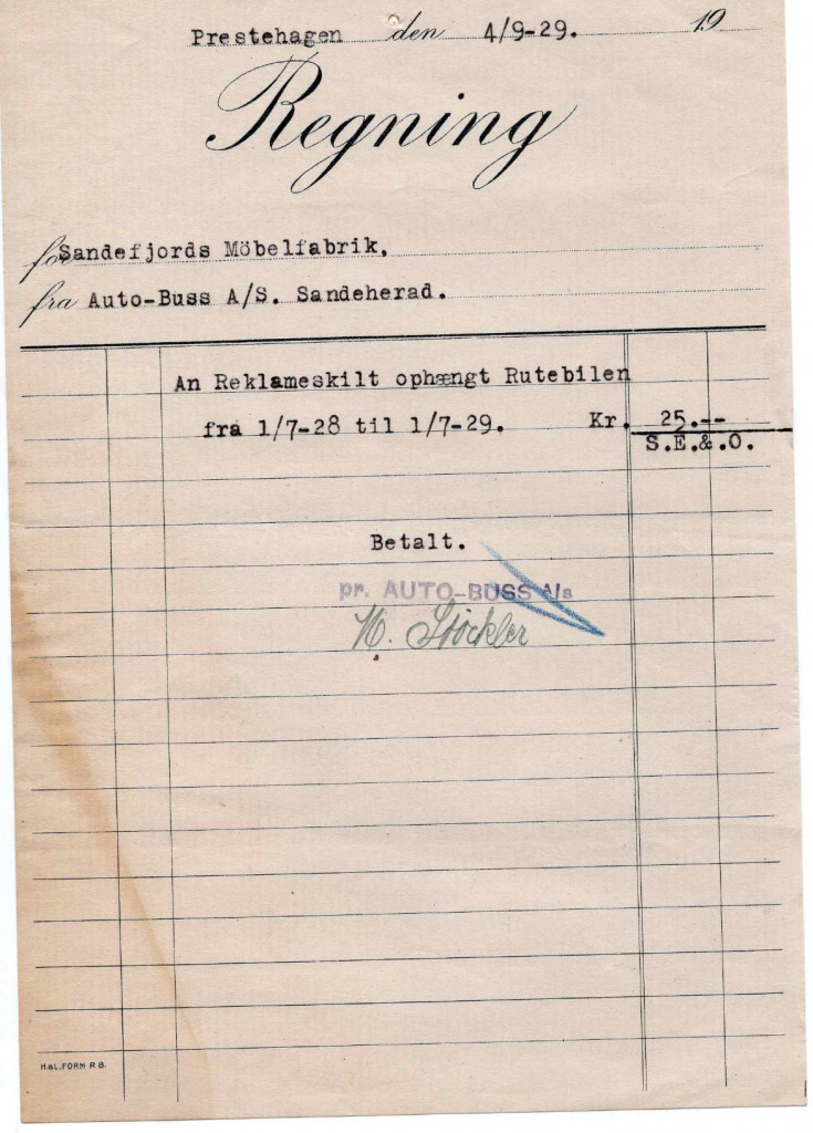 Auto-Buss / reklame på bussen i 1929