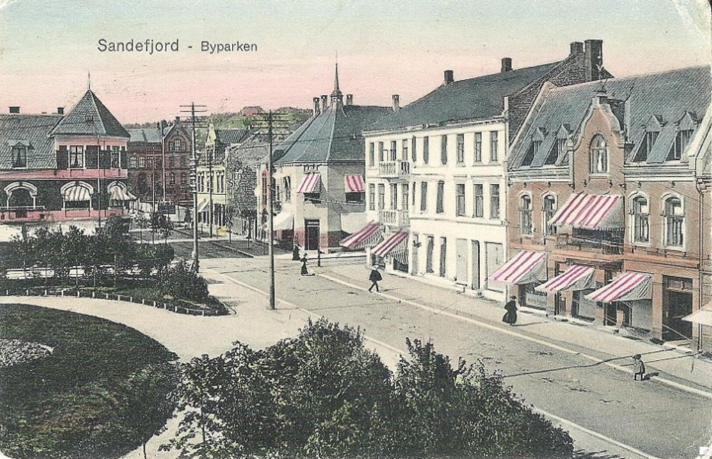 Håndkolorert fotografi fra Jernbaneallen