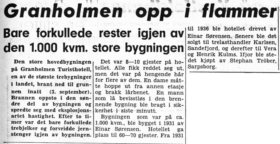 Granholmen Hotel opp i flammer