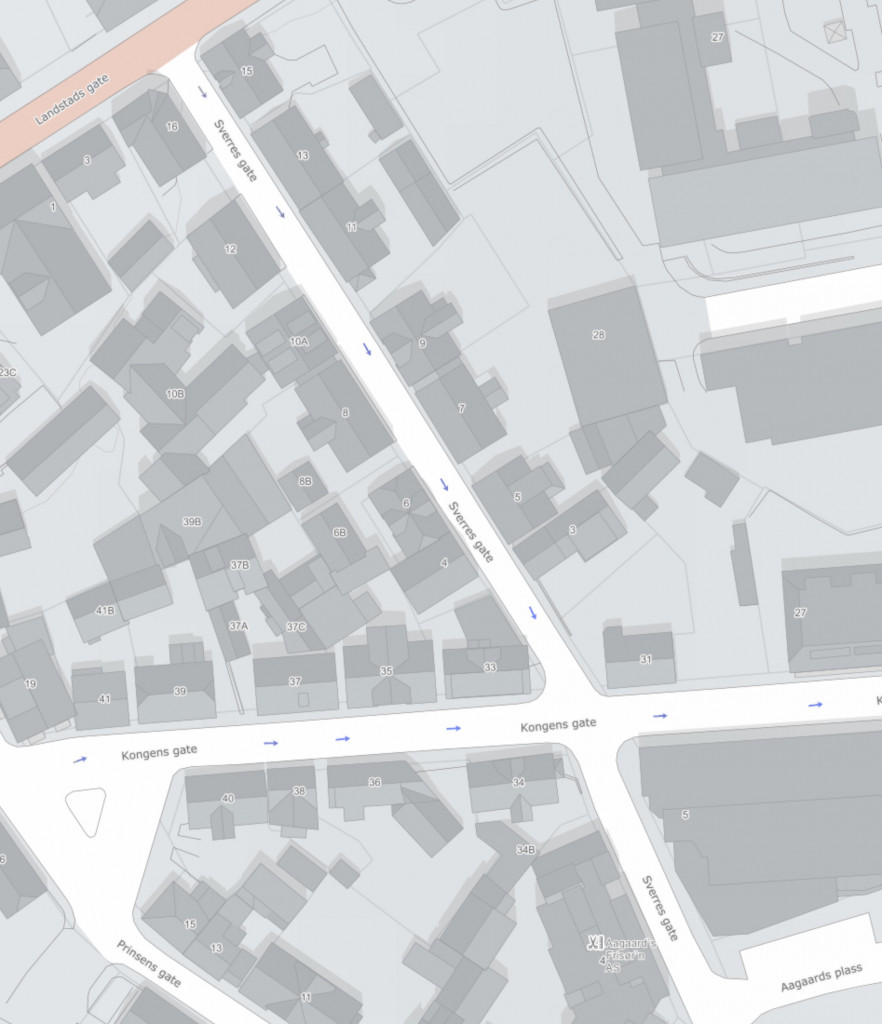 Sverres gate - kart av nyere dato