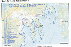 Bilde av Kart over skipsverft i Sandefjord og Sandar